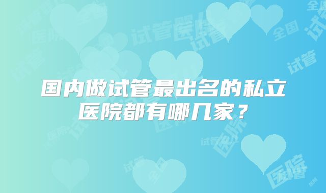 国内做试管最出名的私立医院都有哪几家?