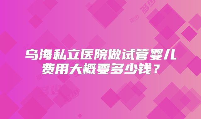 乌海私立医院做试管婴儿费用大概要多少钱？
