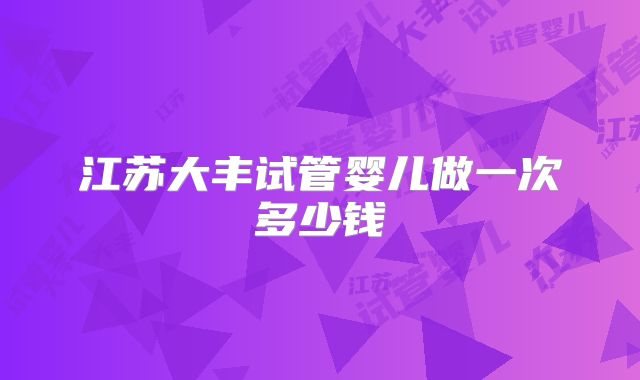 江苏大丰试管婴儿做一次多少钱