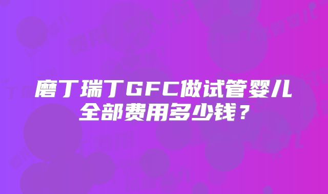 磨丁瑞丁GFC做试管婴儿全部费用多少钱?