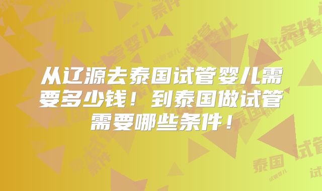 从辽源去泰国试管婴儿需要多少钱!到泰国做试管需要哪些条件!