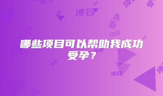 哪些项目可以帮助我成功受孕？