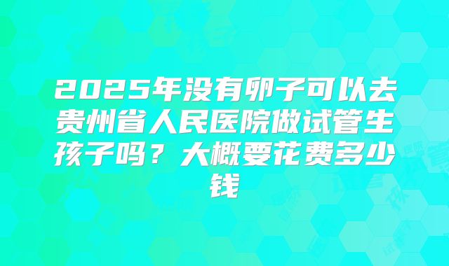 2025年没有卵子可以去贵州省人民医院做试管生孩子吗？大概要花费多少钱