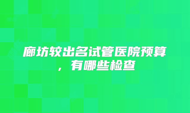 廊坊较出名试管医院预算，有哪些检查