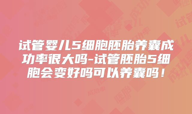 试管婴儿5细胞胚胎养囊成功率很大吗-试管胚胎5细胞会变好吗可以养囊吗!