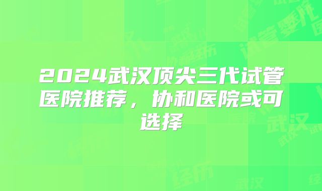 2024武汉顶尖三代试管医院推荐，协和医院或可选择