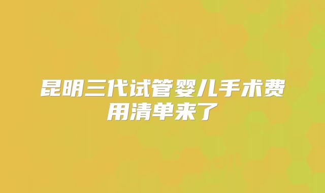 昆明三代试管婴儿手术费用清单来了
