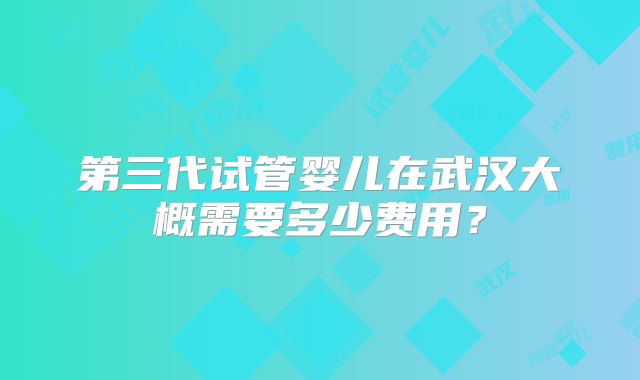 第三代试管婴儿在武汉大概需要多少费用？
