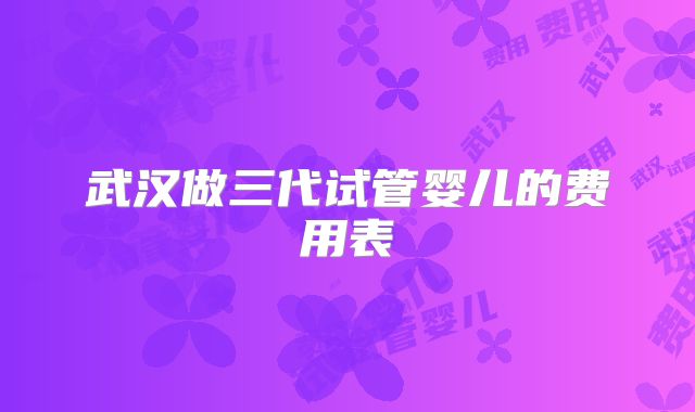 武汉做三代试管婴儿的费用表