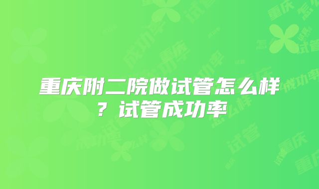 重庆附二院做试管怎么样？试管成功率