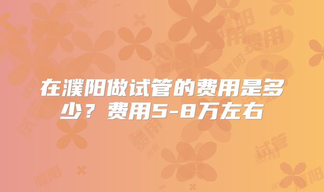 在濮阳做试管的费用是多少？费用5-8万左右