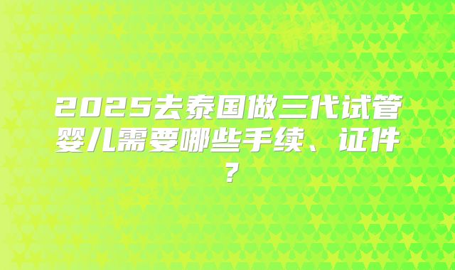 2025去泰国做三代试管婴儿需要哪些手续、证件?