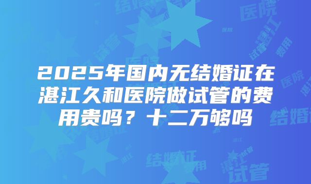 2025年国内无结婚证在湛江久和医院做试管的费用贵吗?十二万够吗