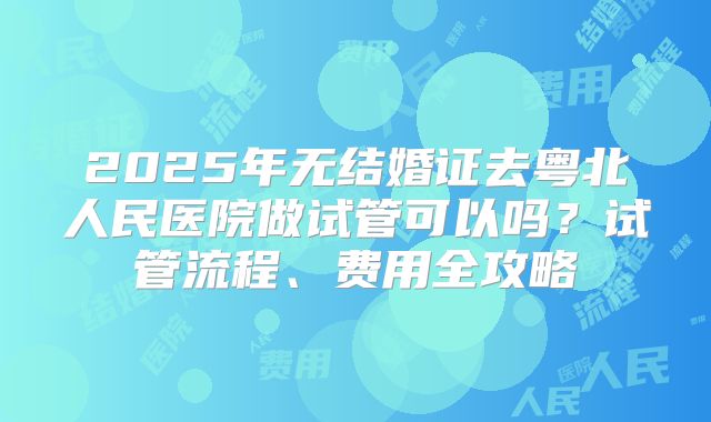 2025年无结婚证去粤北人民医院做试管可以吗？试管流程、费用全攻略