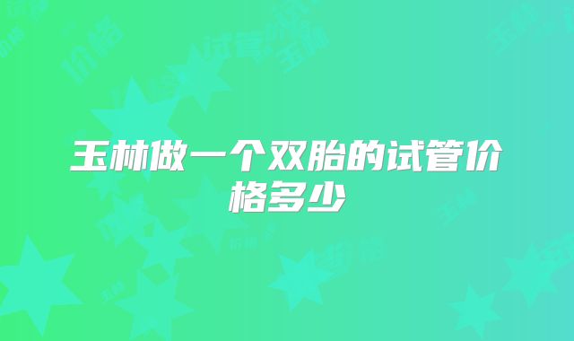 玉林做一个双胎的试管价格多少
