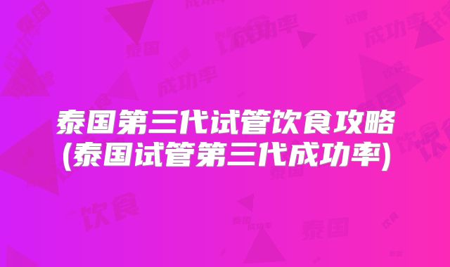 泰国第三代试管饮食攻略(泰国试管第三代成功率)