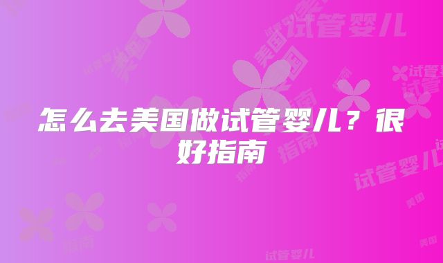 怎么去美国做试管婴儿?很好指南
