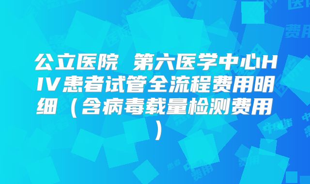 公立医院 第六医学中心HIV患者试管全流程费用明细（含病毒载量检测费用）