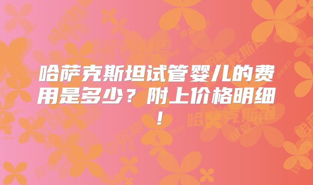哈萨克斯坦试管婴儿的费用是多少？附上价格明细！