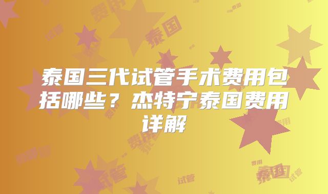 泰国三代试管手术费用包括哪些?杰特宁泰国费用详解