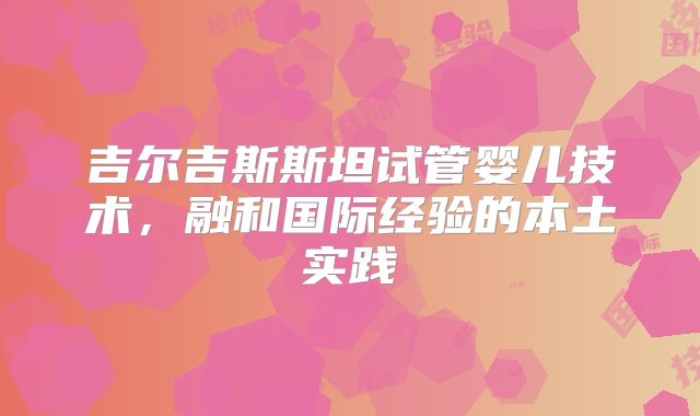 吉尔吉斯斯坦试管婴儿技术,融和国际经验的本土实践