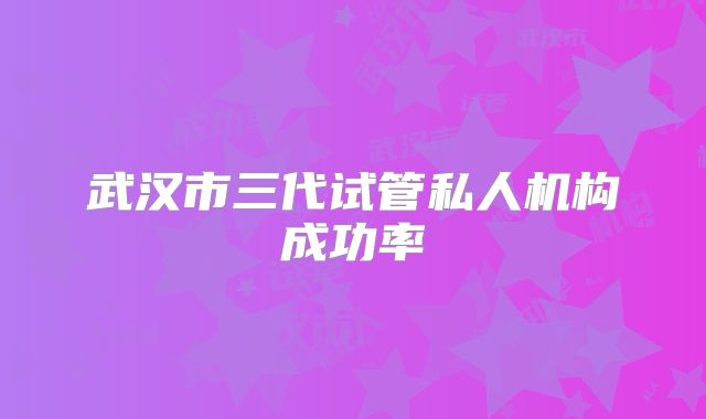 武汉市三代试管私人机构成功率