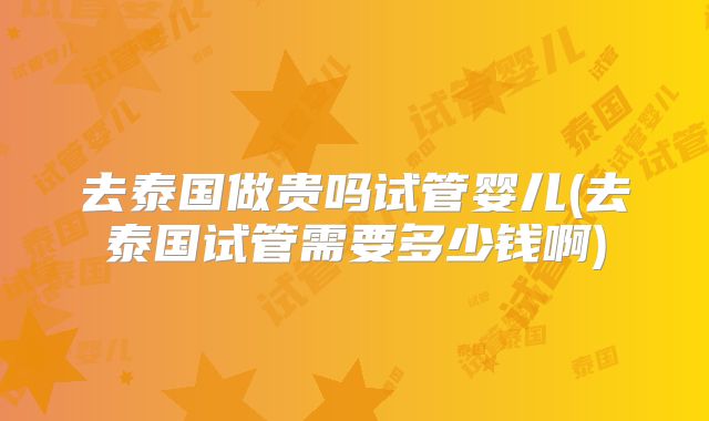 去泰国做贵吗试管婴儿(去泰国试管需要多少钱啊)