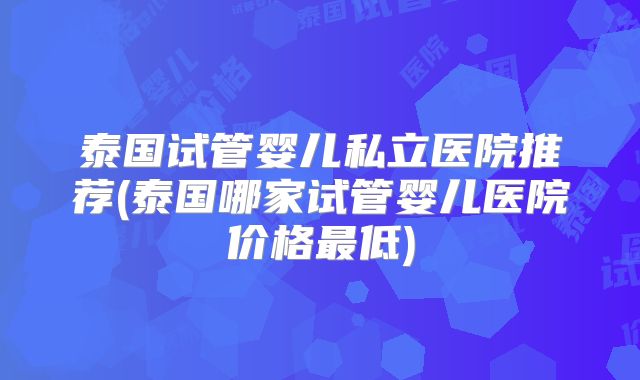 泰国试管婴儿私立医院推荐(泰国哪家试管婴儿医院价格最低)