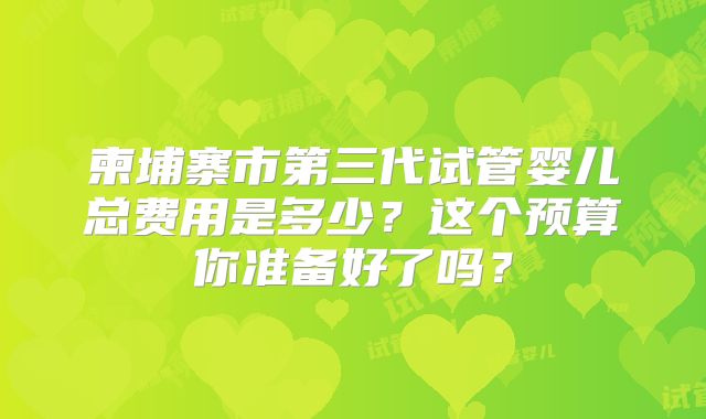 柬埔寨市第三代试管婴儿总费用是多少？这个预算你准备好了吗？