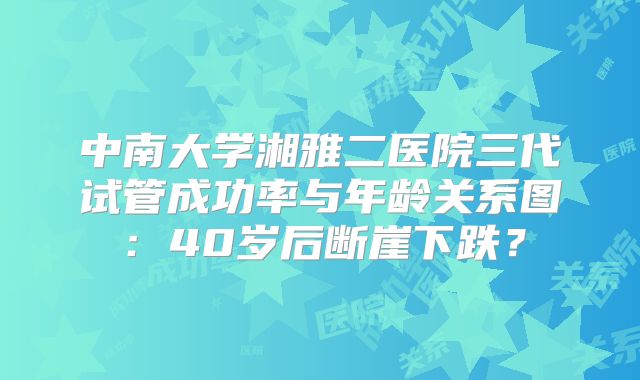 中南大学湘雅二医院三代试管成功率与年龄关系图：40岁后断崖下跌？