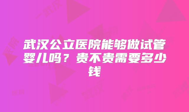 武汉公立医院能够做试管婴儿吗?贵不贵需要多少钱