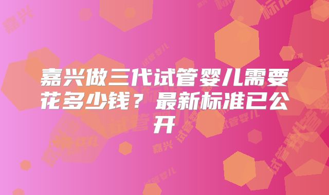嘉兴做三代试管婴儿需要花多少钱？最新标准已公开