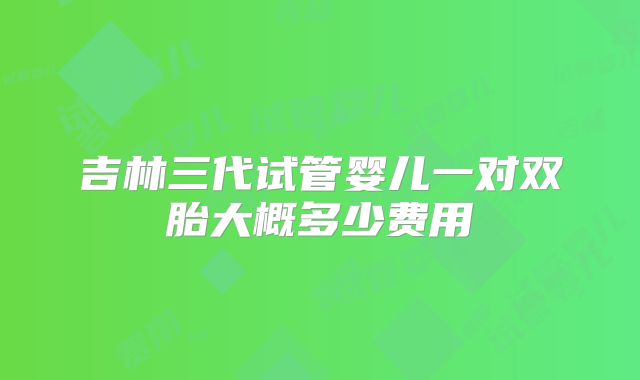 吉林三代试管婴儿一对双胎大概多少费用