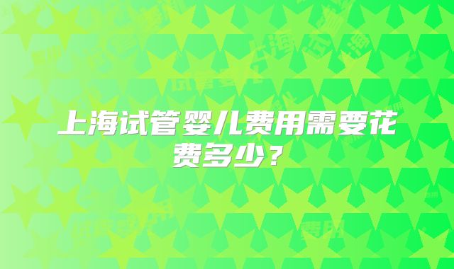 上海试管婴儿费用需要花费多少？