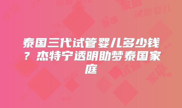 泰国三代试管婴儿多少钱？杰特宁透明助梦泰国家庭