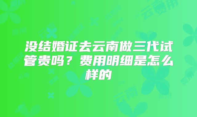 没结婚证去云南做三代试管贵吗？费用明细是怎么样的