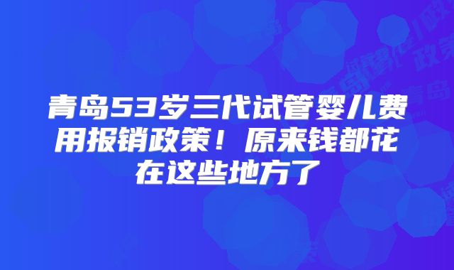 青岛53岁三代试管婴儿费用报销政策！原来钱都花在这些地方了
