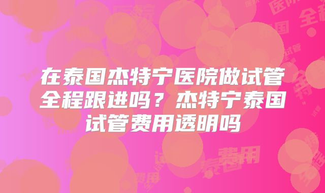 在泰国杰特宁医院做试管全程跟进吗?杰特宁泰国试管费用透明吗