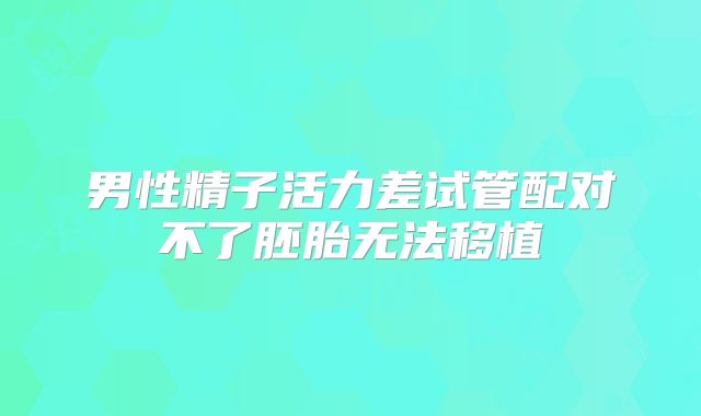 男性精子活力差试管配对不了胚胎无法移植