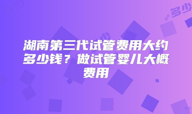 湖南第三代试管费用大约多少钱？做试管婴儿大概费用