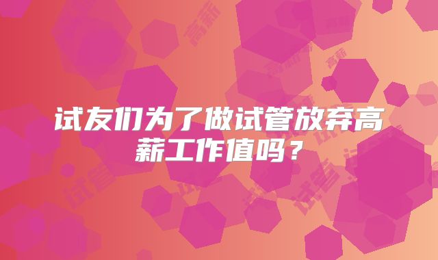 试友们为了做试管放弃高薪工作值吗?