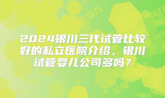 2024银川三代试管比较好的私立医院介绍，银川试管婴儿公司多吗？