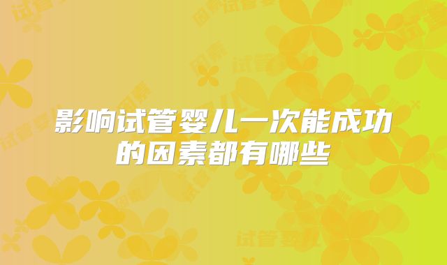 影响试管婴儿一次能成功的因素都有哪些