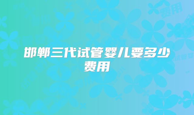 邯郸三代试管婴儿要多少费用