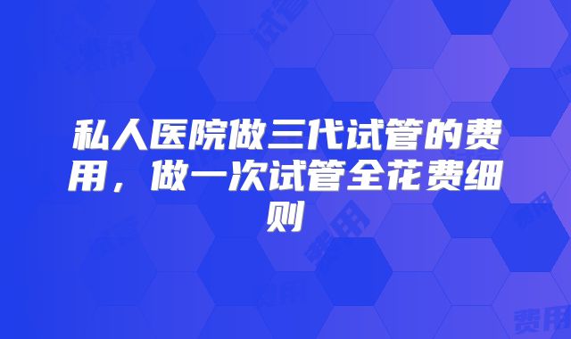 私人医院做三代试管的费用，做一次试管全花费细则