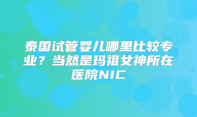 泰国试管婴儿哪里比较专业？当然是玛祖女神所在医院NIC