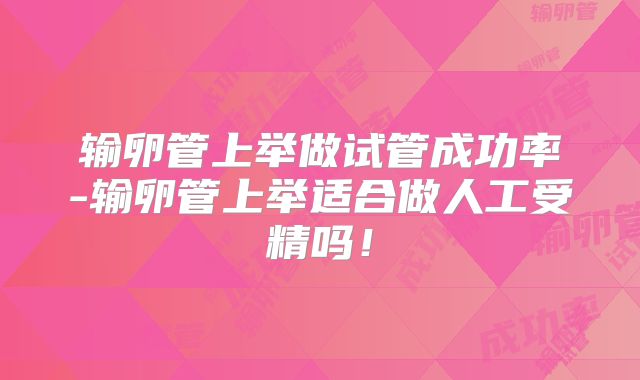 输卵管上举做试管成功率-输卵管上举适合做人工受精吗！