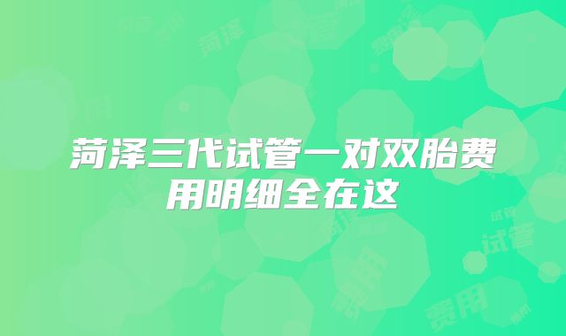 菏泽三代试管一对双胎费用明细全在这