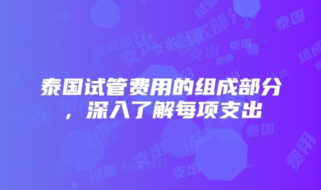 泰国试管费用的组成部分，深入了解每项支出