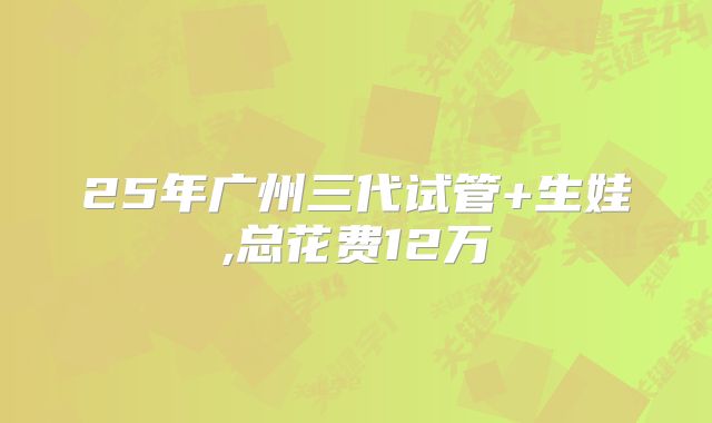 25年广州三代试管+生娃,总花费12万